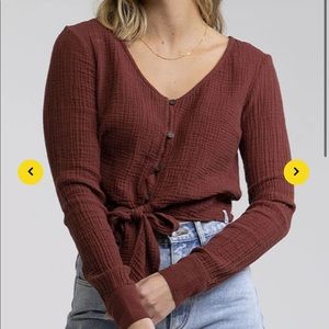 Rhythm Cropped Bottom Up Tie Bottom Blouse